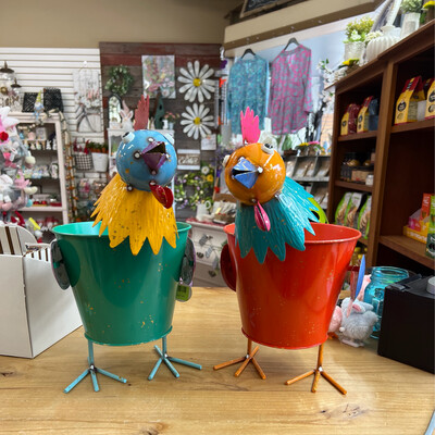 Metal Rooster Planters