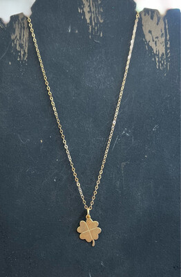 16k Gold Brushed Clover Necklace