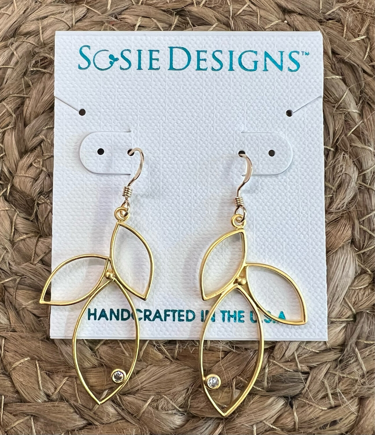 16k Gold Overlay Triple Leaf Earrings