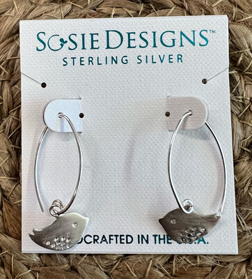 Sterling Silver Matte Bird Earrings
