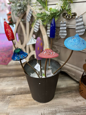 Art Glass Mushroom Stake Art Glass Mushroom Stake