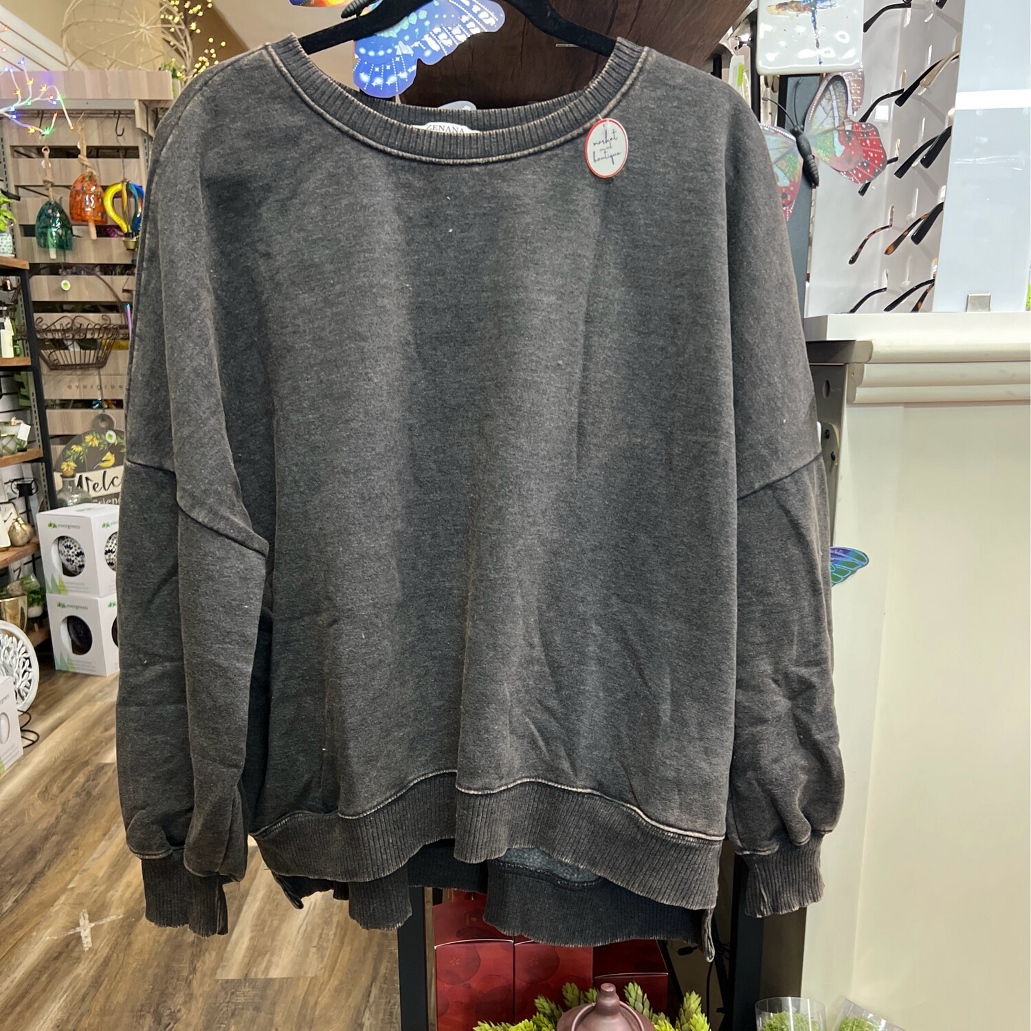 Acid Washed Sweatshirt - Ash Black