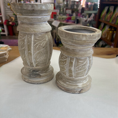 Carved Wood Candleholders
