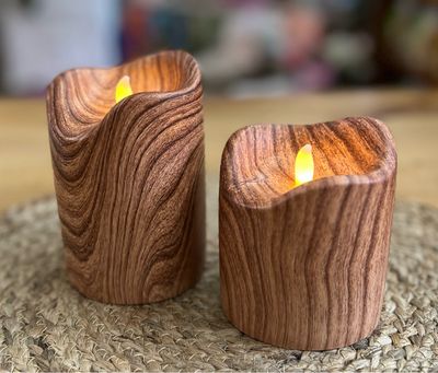 Wood Look LED Candles