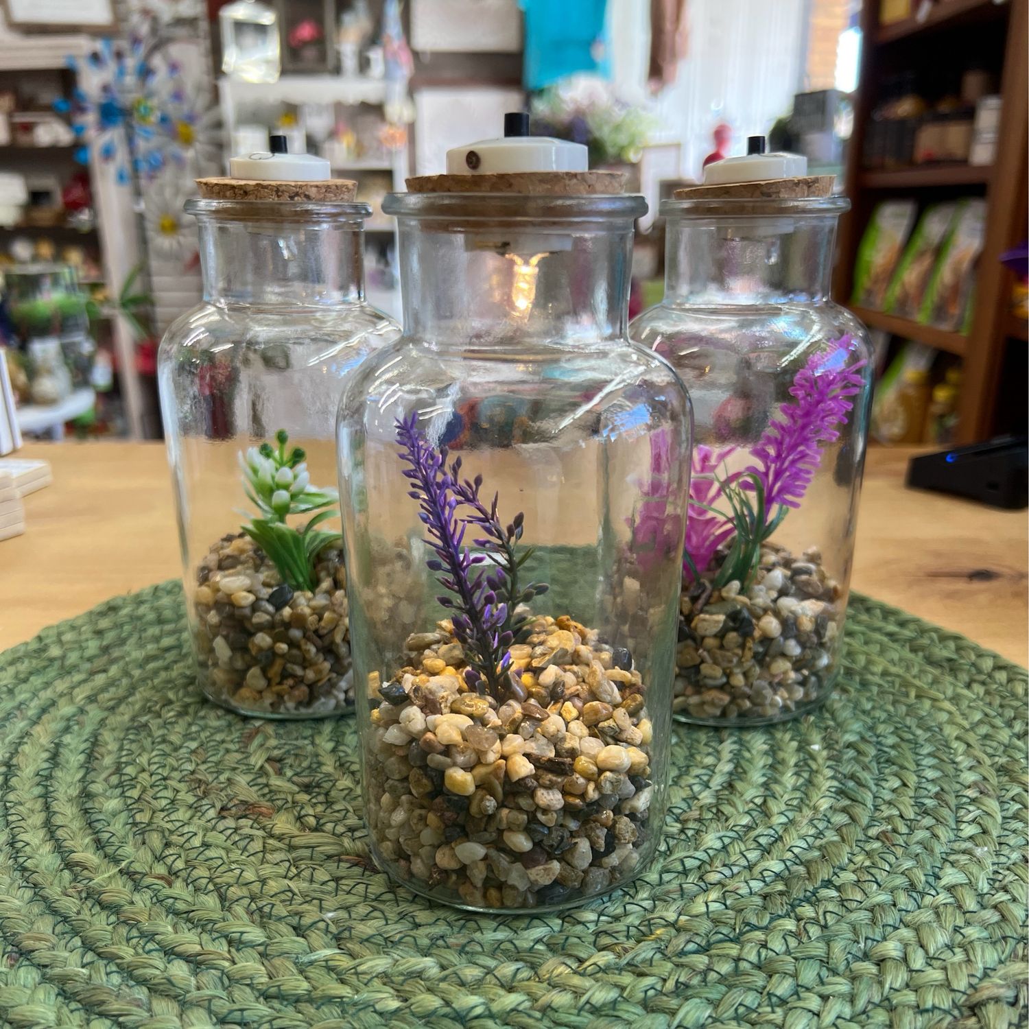 7" Floral Glass LED Jar 7" Floral Glass LED Jar