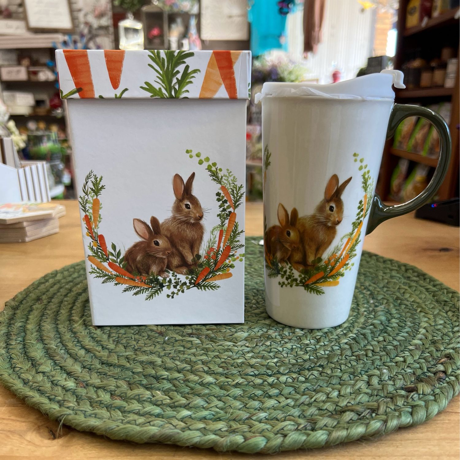 17oz Ceramic Bunnies Travel Mug
