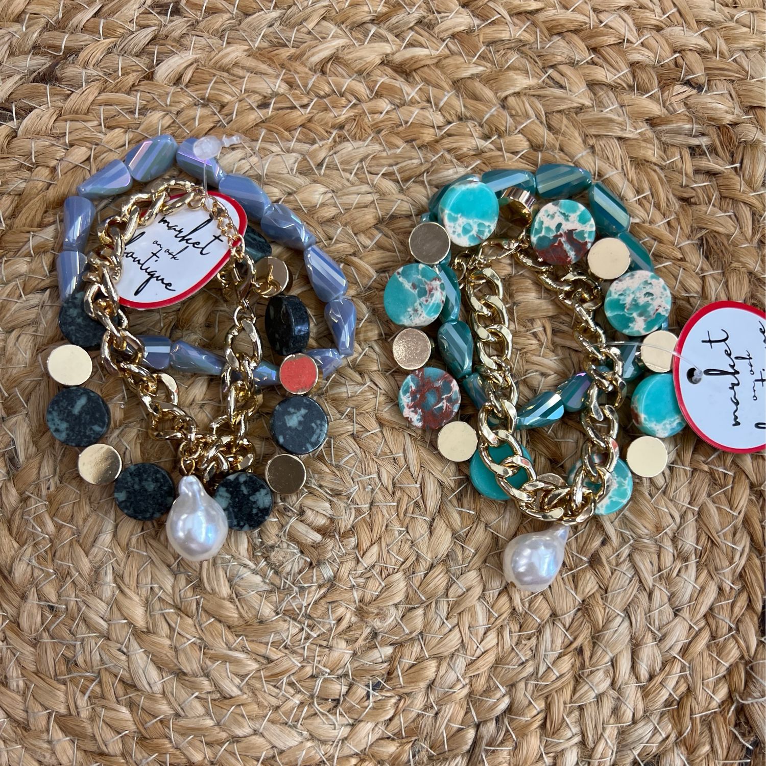 Chunky Semi Precious Bracelet Stack