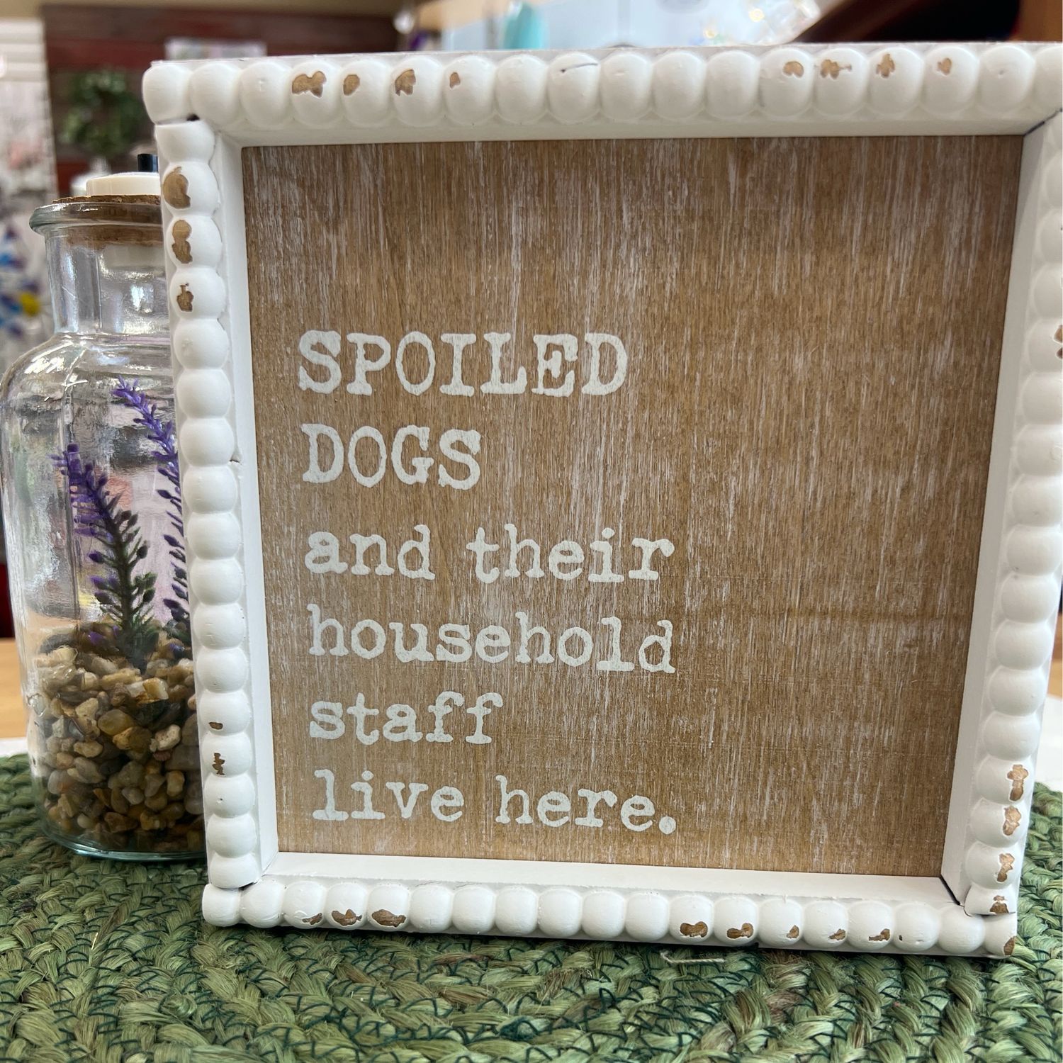 Spoiled Dogs Beaded Box Sign