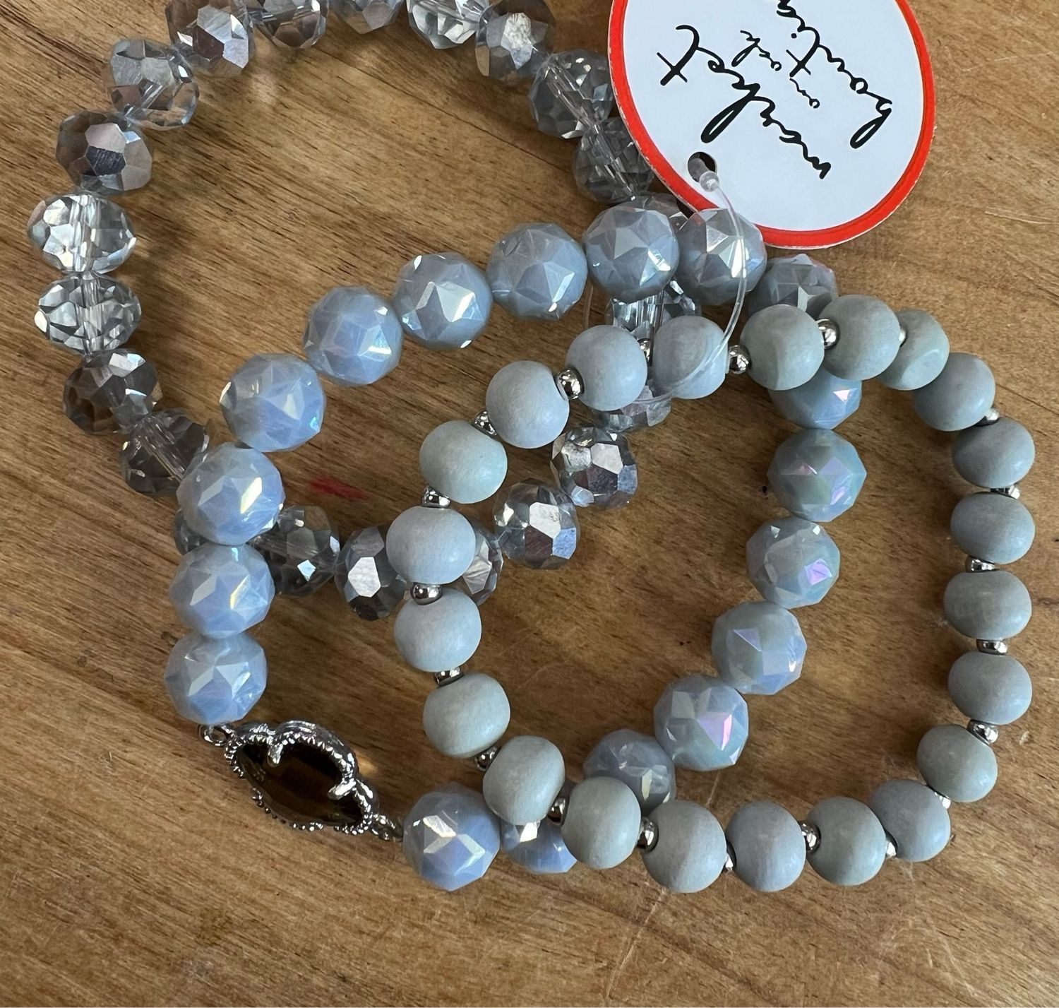 Faceted Set of 3 Stretch Bracelets