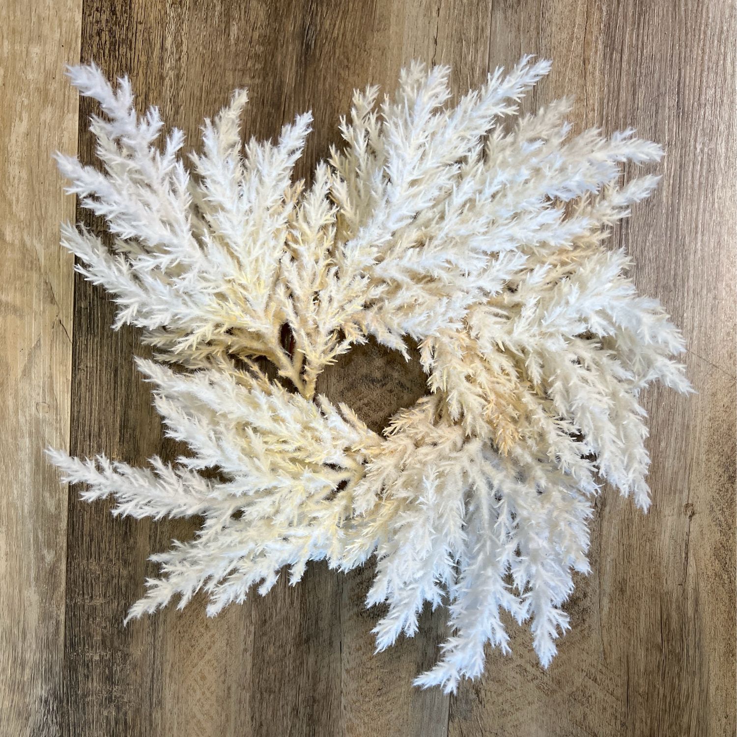 12" Flocked Cream Pampas Candle Ring 12" Flocked Cream Pampas Candle Ring