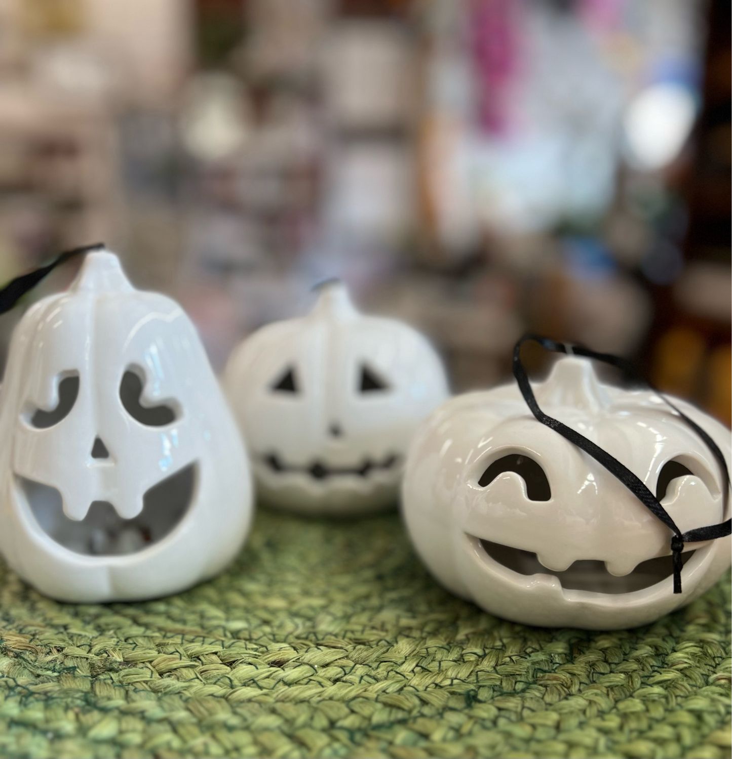 Handmade White Ceramic JackOLanterns Handmade White Ceramic JackOLanterns