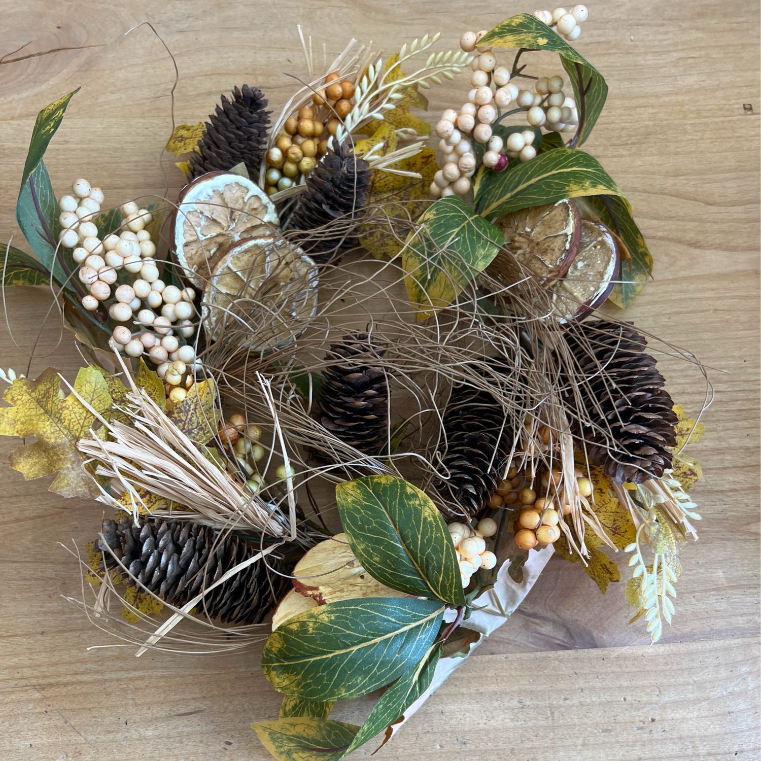 14" Fall Leaves &amp; Fruit Candle Ring