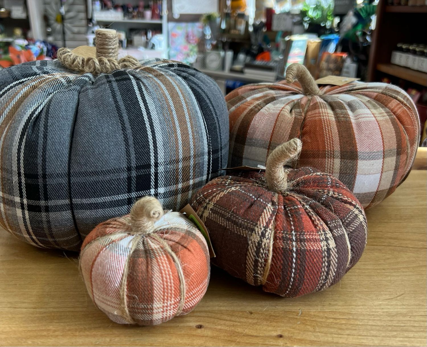 Harvest Plaid Fabric Pumpkins Harvest Plaid Fabric Pumpkins