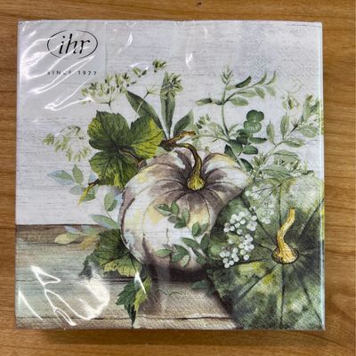 Green &amp; White Pumpkin Luncheon Napkins