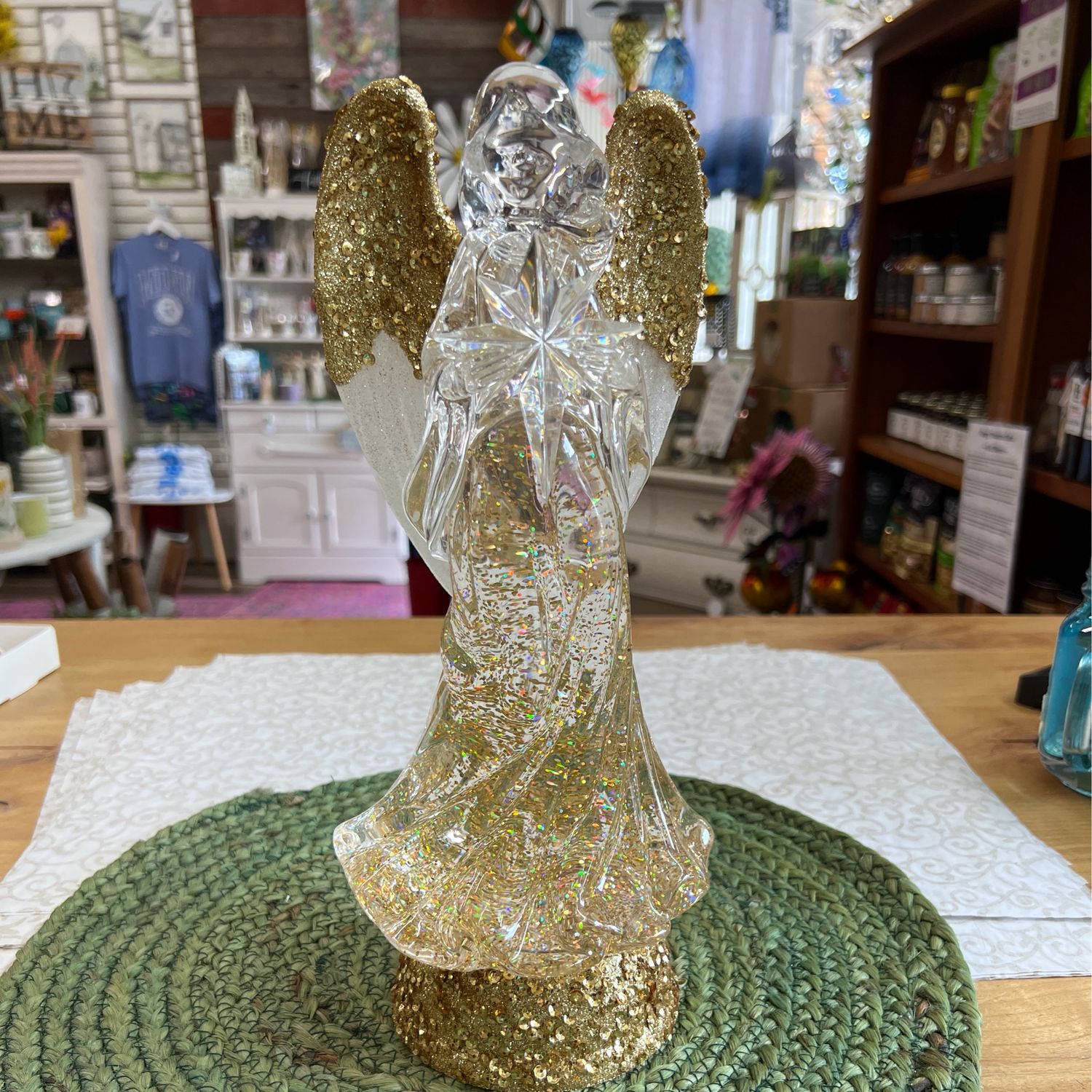 13&quot; Gold Swirling Glitter Angel