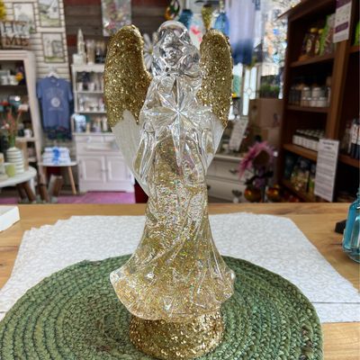 13" Gold Swirling Glitter Angel 13" Gold Swirling Glitter Angel