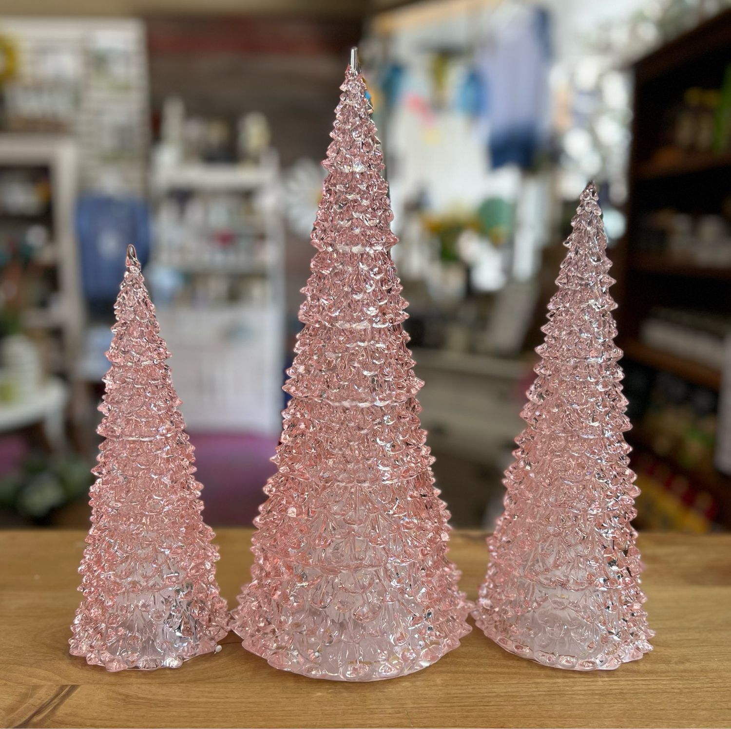 Lighted Glass Pink Trees