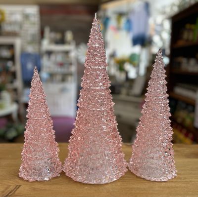 Lighted Glass Pink Trees Lighted Glass Pink Trees