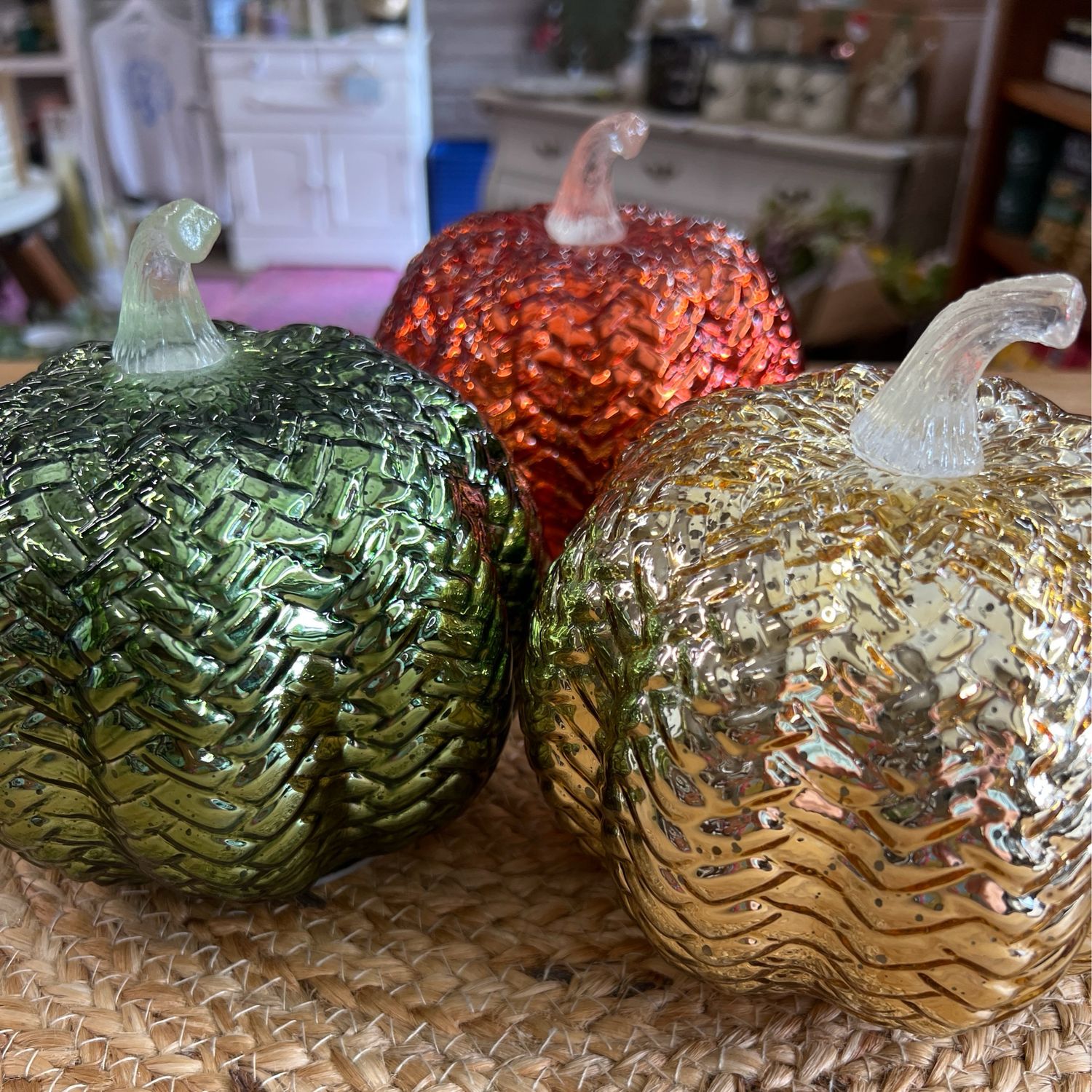 6" LED Glass Pumpkins