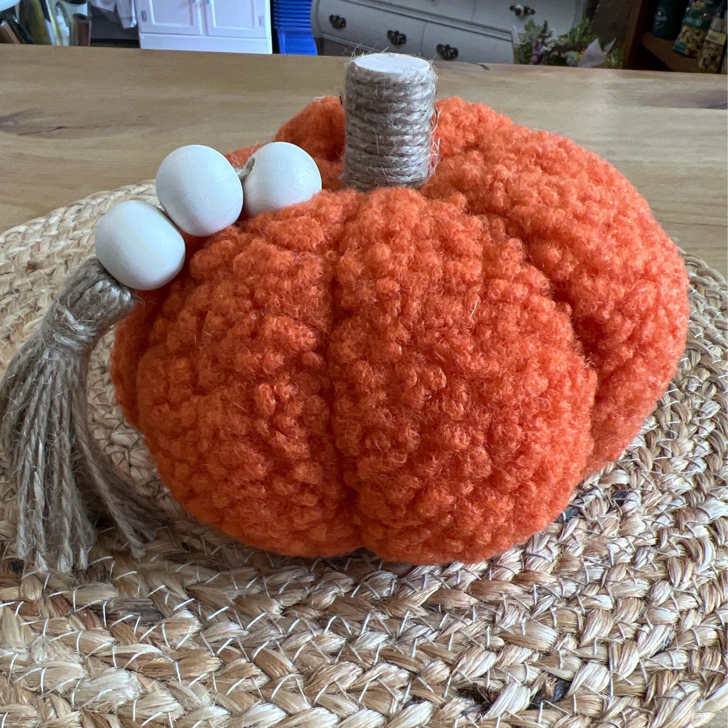 6" Fabric Pumpkin w/Tassels 6" Fabric Pumpkin w/Tassels