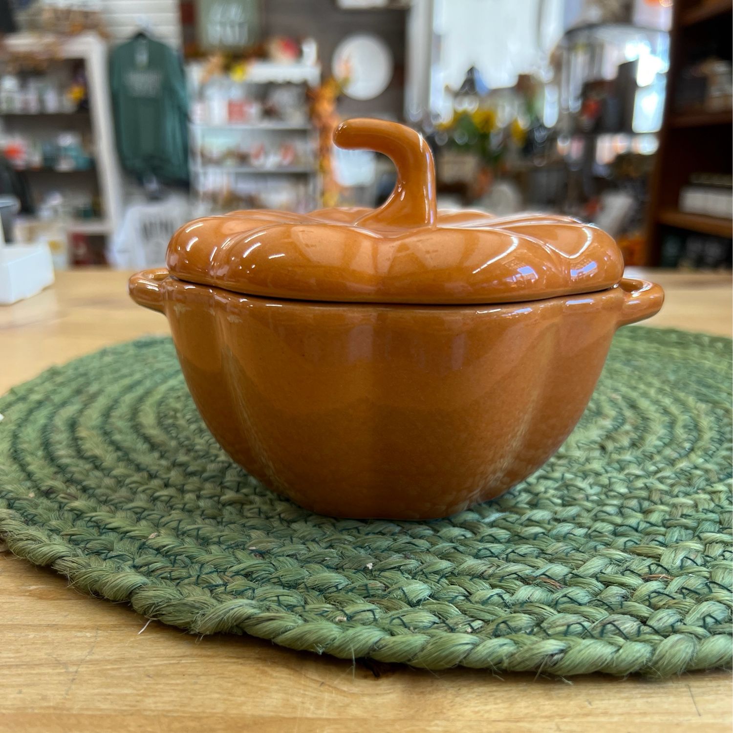 2 Cup Stoneware Orange Pumpkin Baker w/Lid