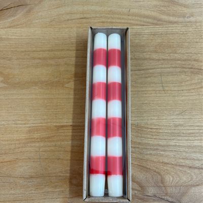 Red &amp; Ivory Taper Candles Set/2