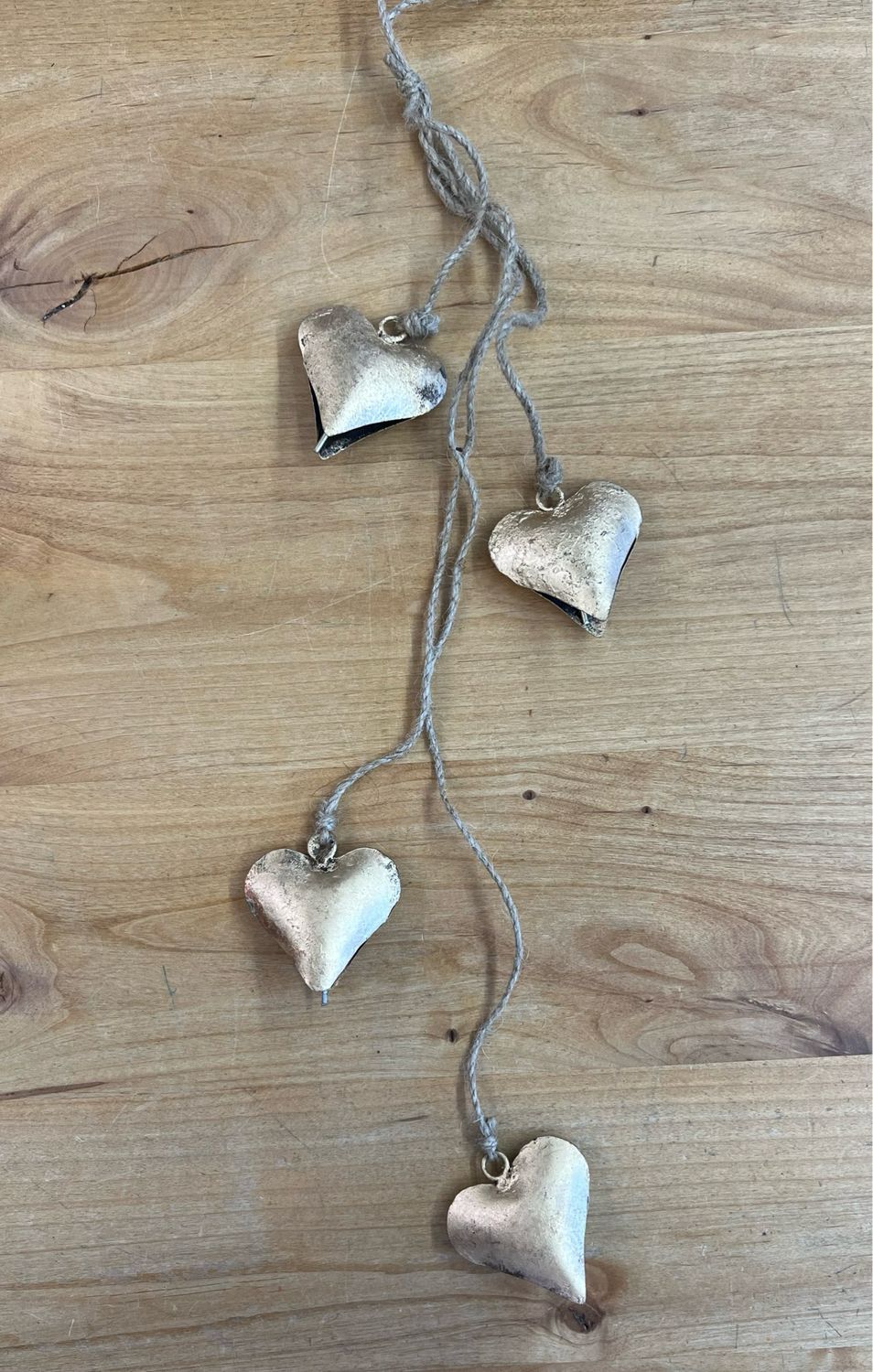 26&quot; Metal Hearts on Jute Rope