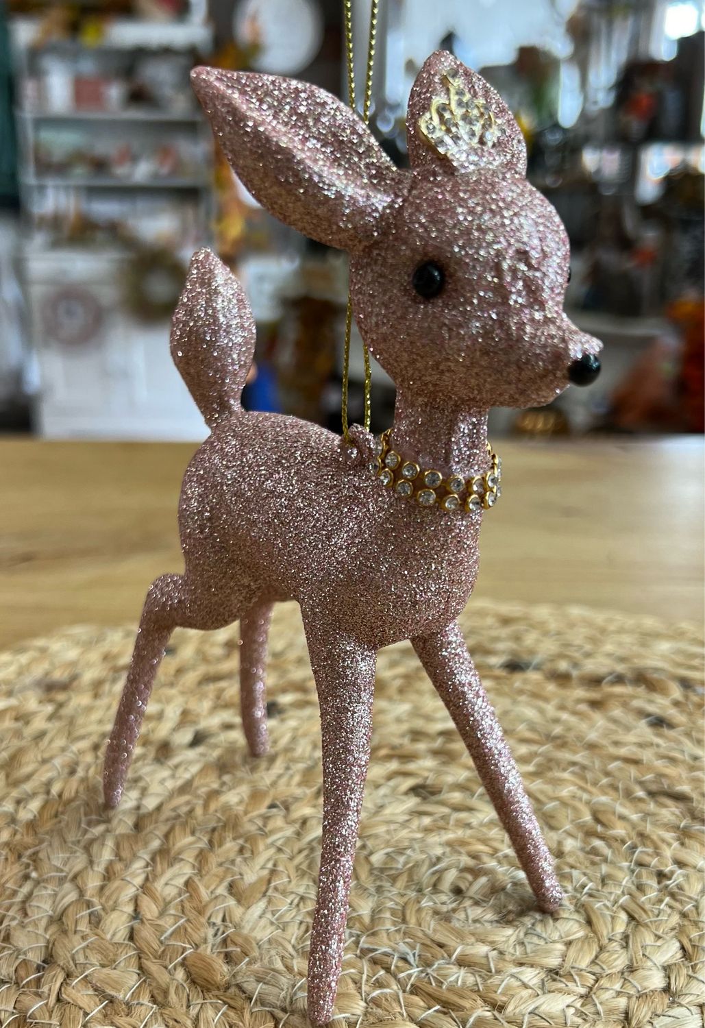 6-1/2&quot; Deer w/Rhinestone Collar Ornament