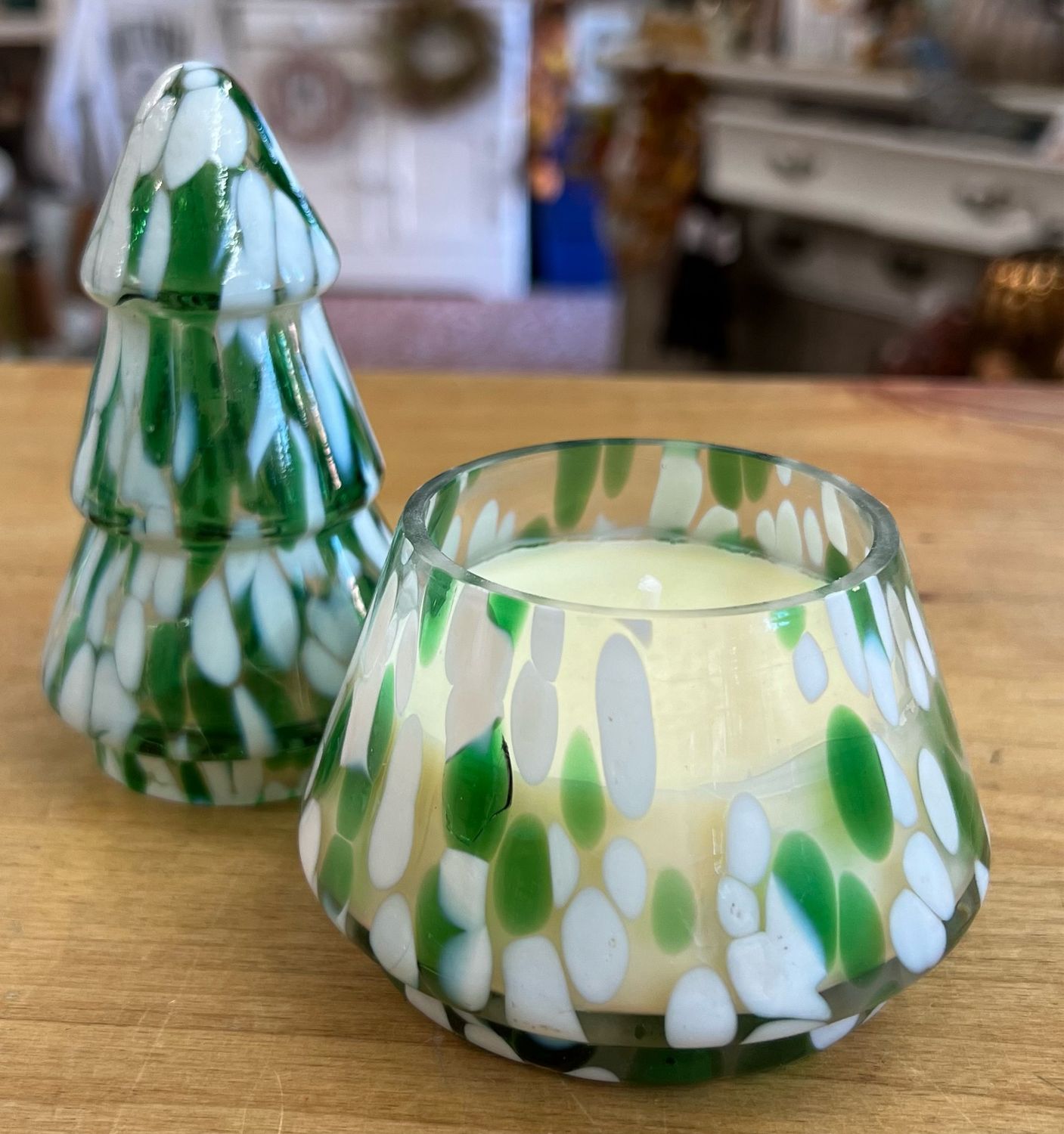 Winter Bonfire Glass Tree Candle