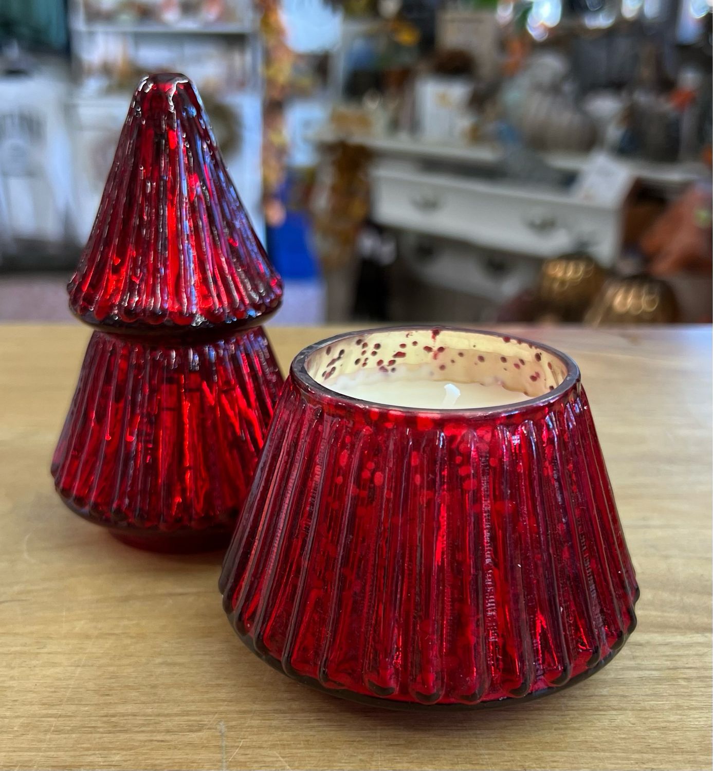 Mystic Amber Glass Tree Candle