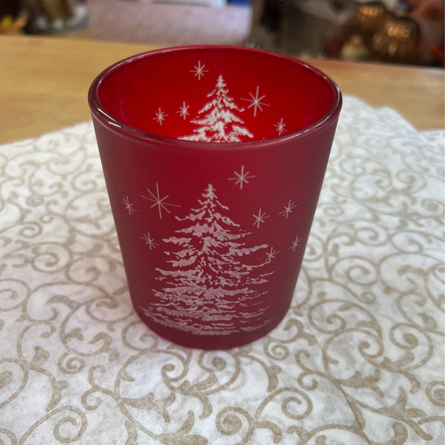 Laser Etched Tree Tealight Holder