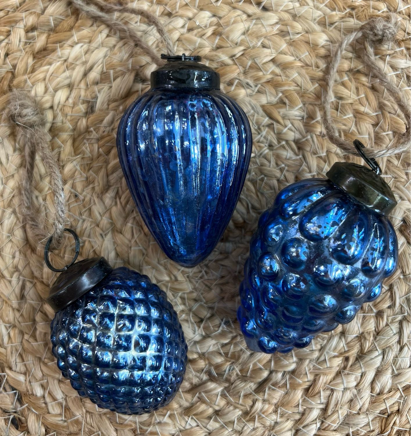 Blue Mercury Glass Ornaments