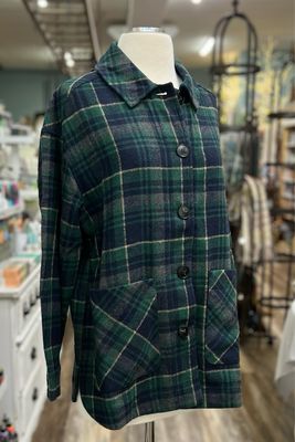 Green Plaid Button Down Shacket Green Plaid Button Down Shacket