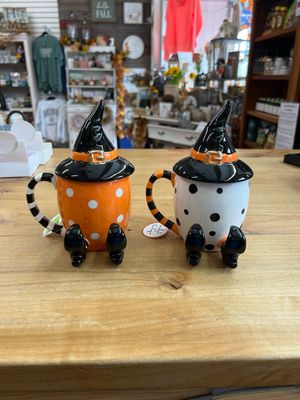 Halloween Mugs w/Witch Hat