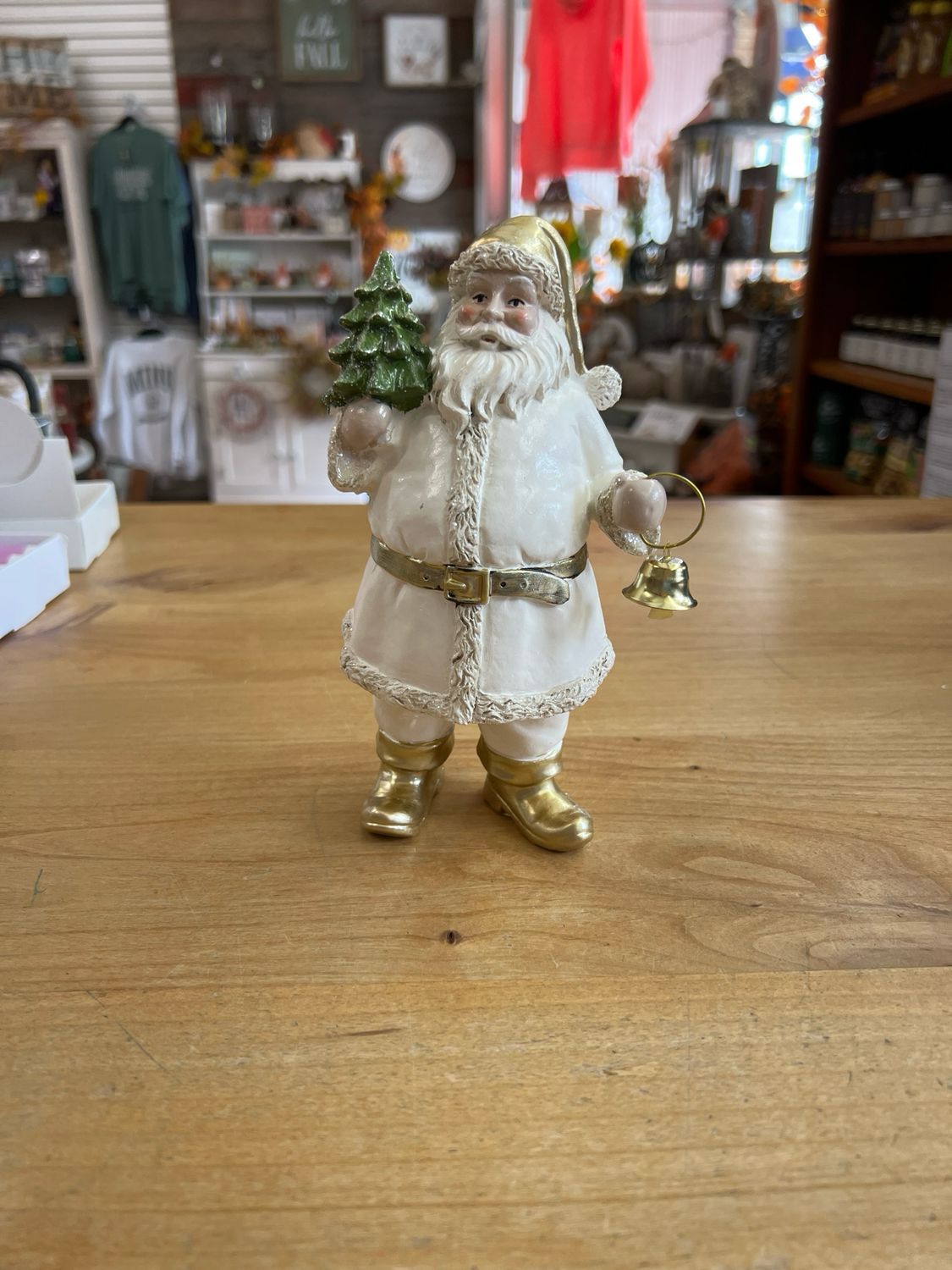 7.5&quot; White &amp; Gold Santa