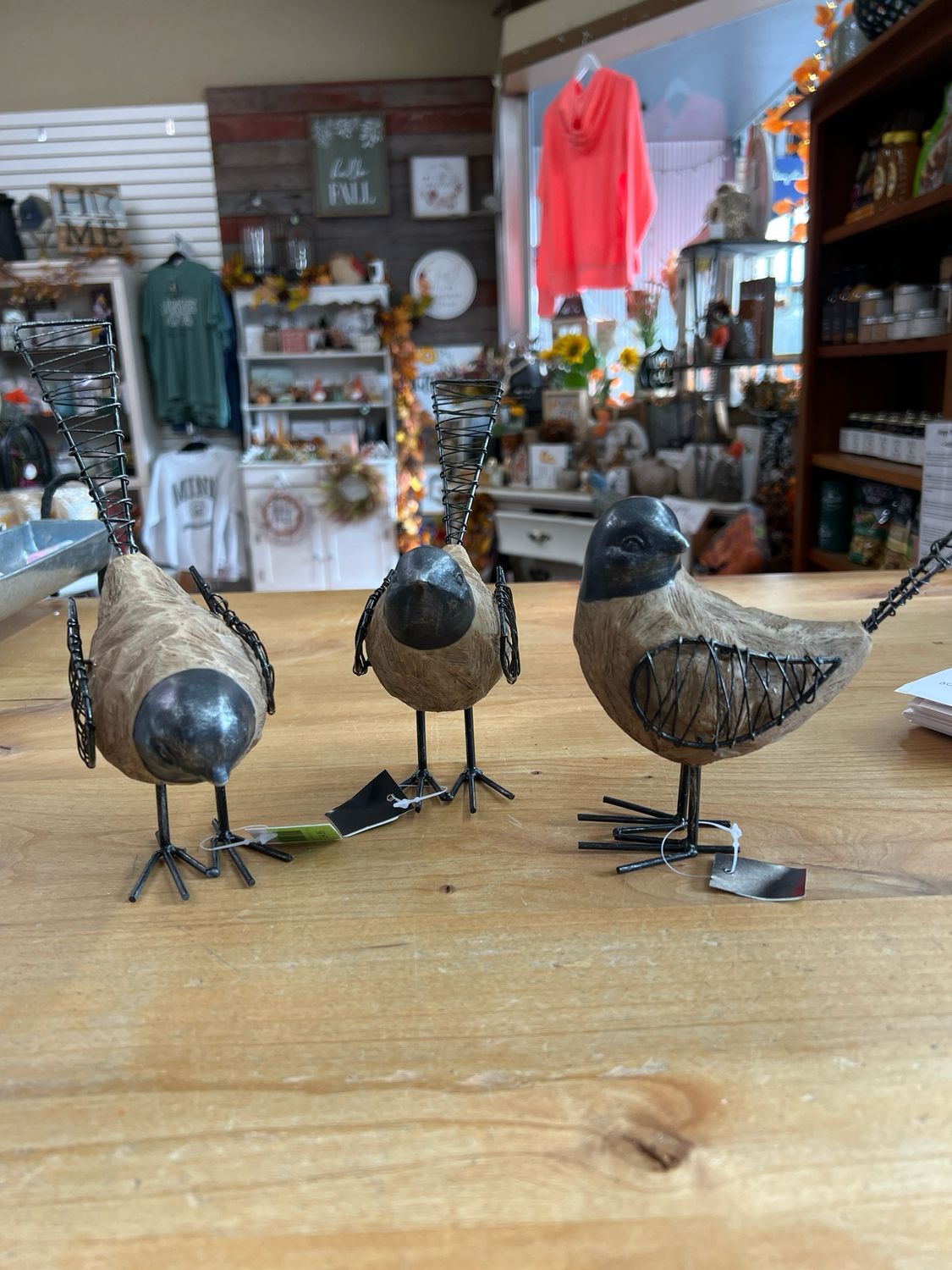 Carved Resin &amp; Iron Birds