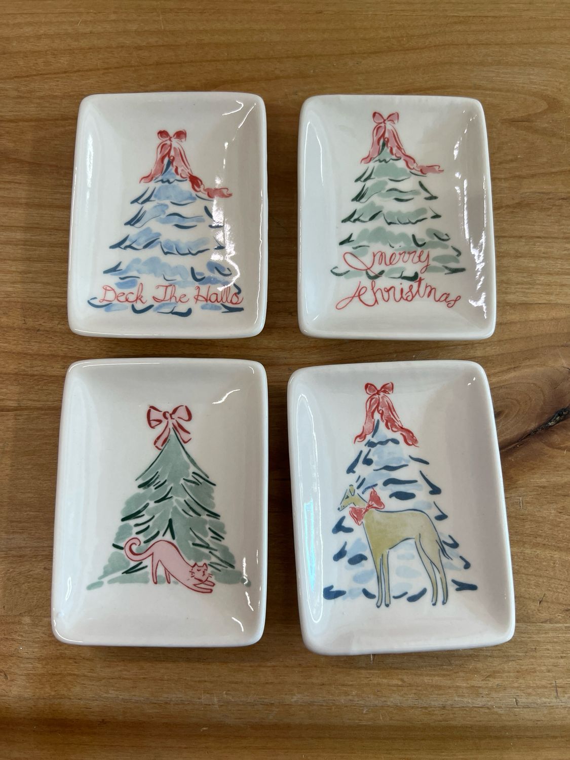 Stoneware Dishes w/Trees Stoneware Dishes w/Trees
