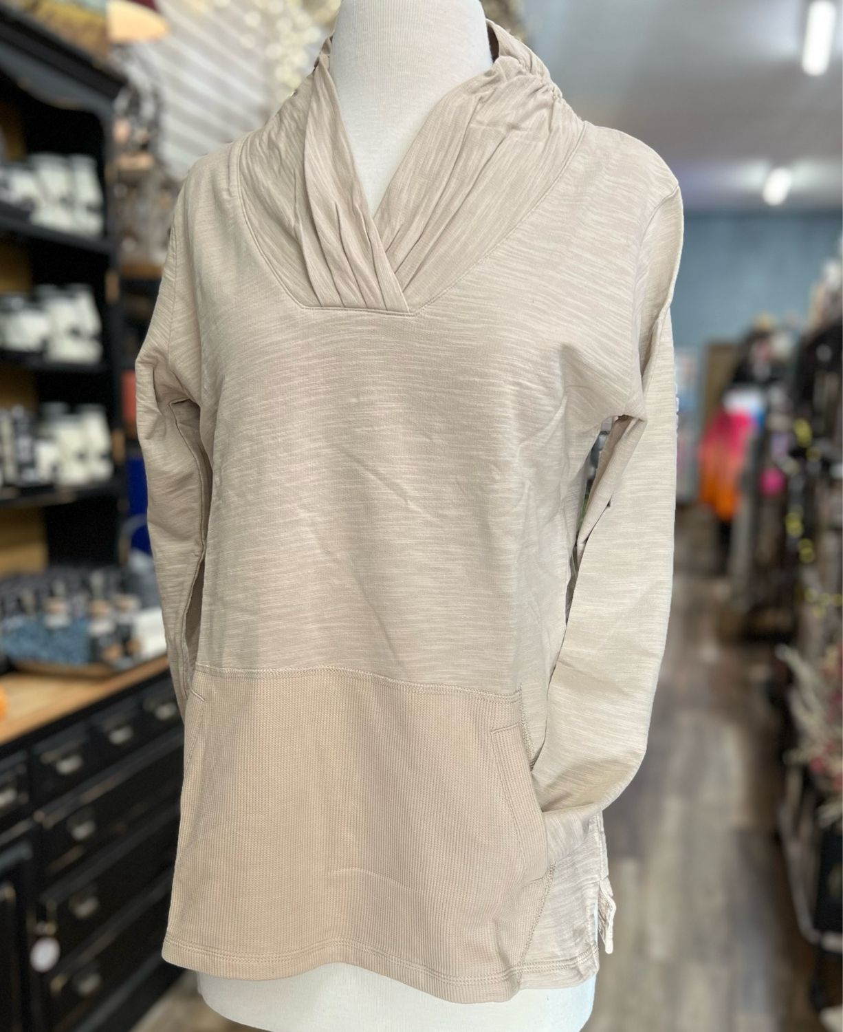 Cross V-Neck Almond Top