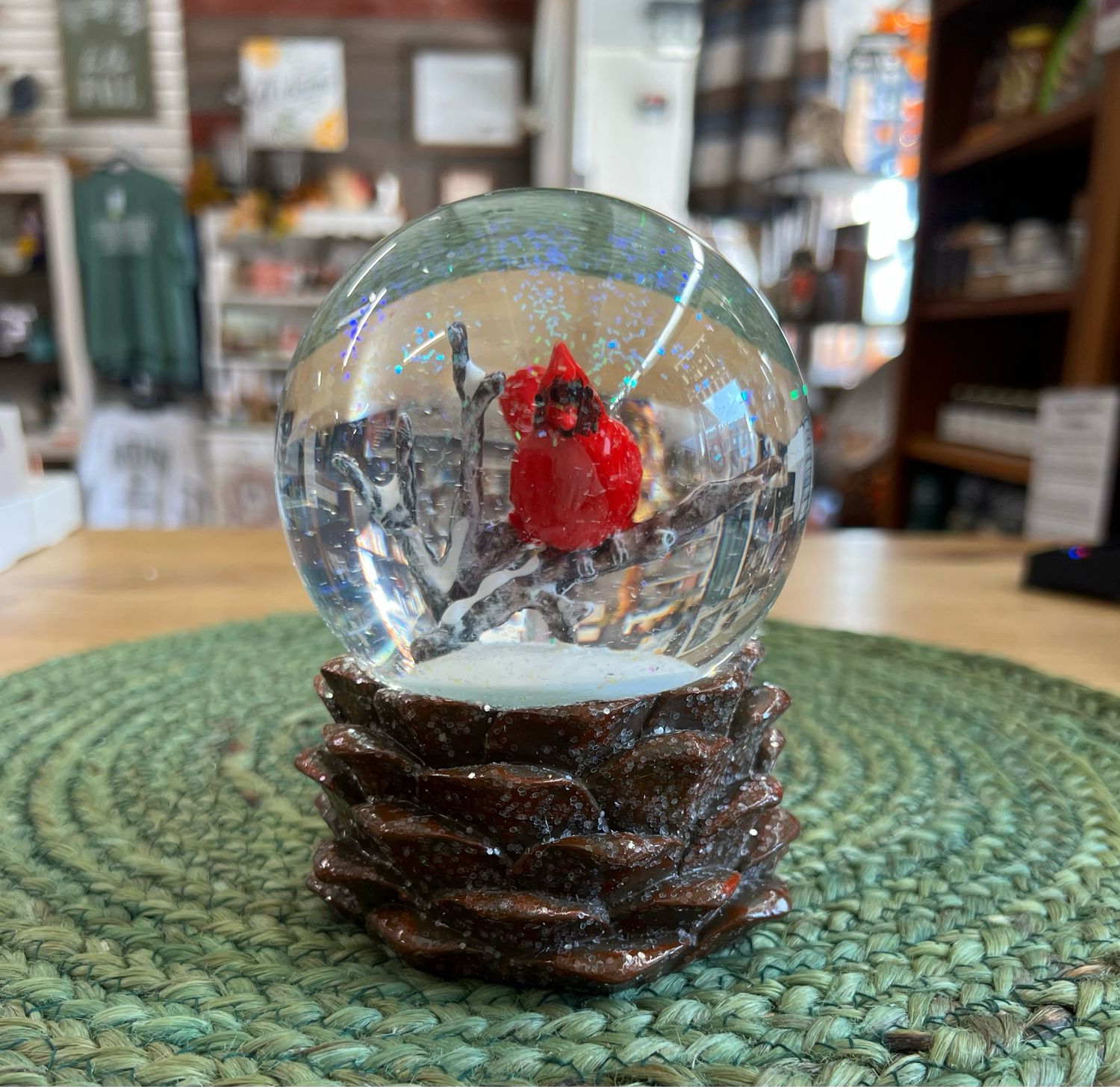 Cardinal Glitter Water Globe