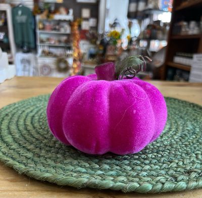 Neon Pink Flocked Pumpkin