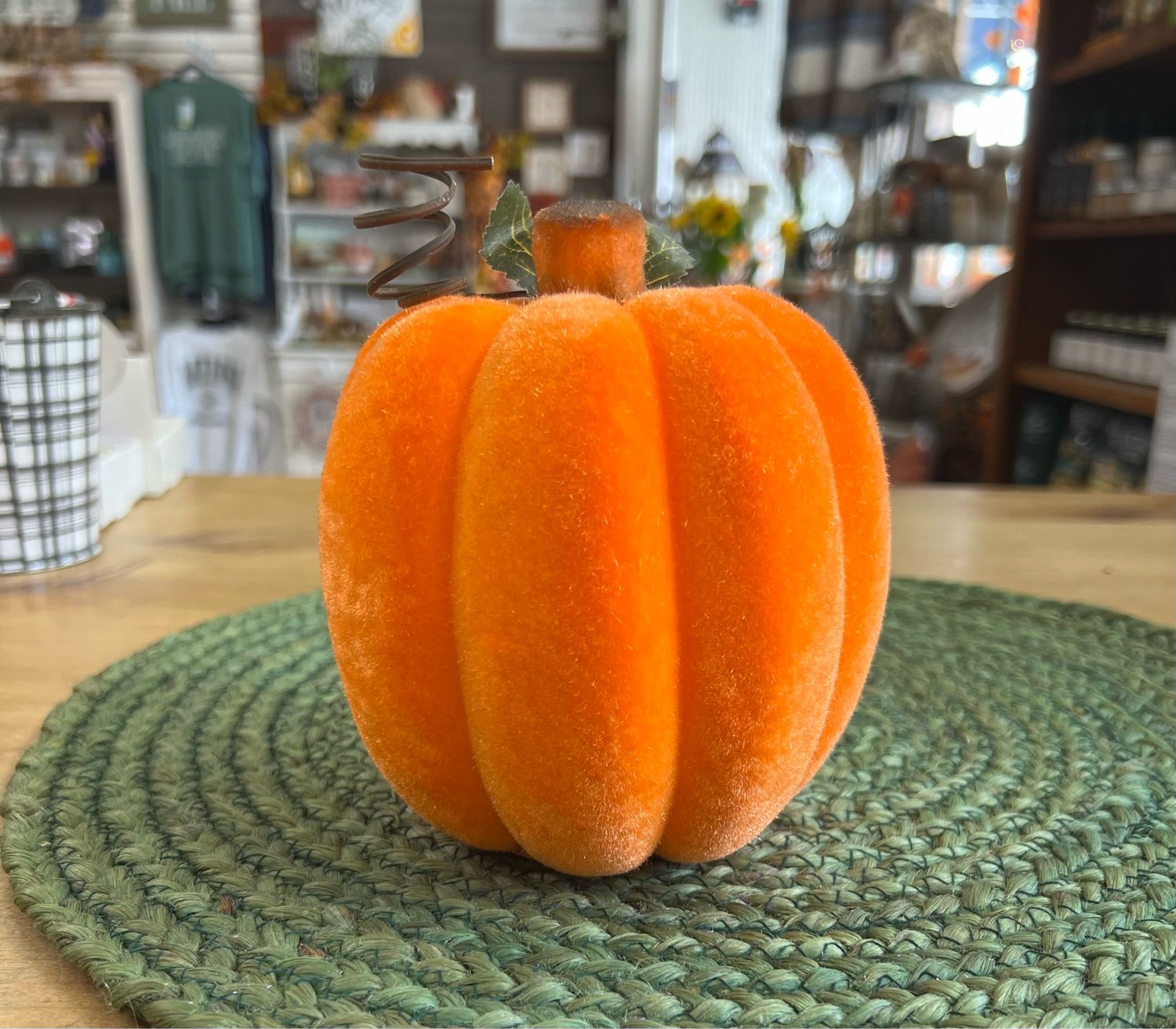 Neon Orange Flocked Pumpkin Neon Orange Flocked Pumpkin