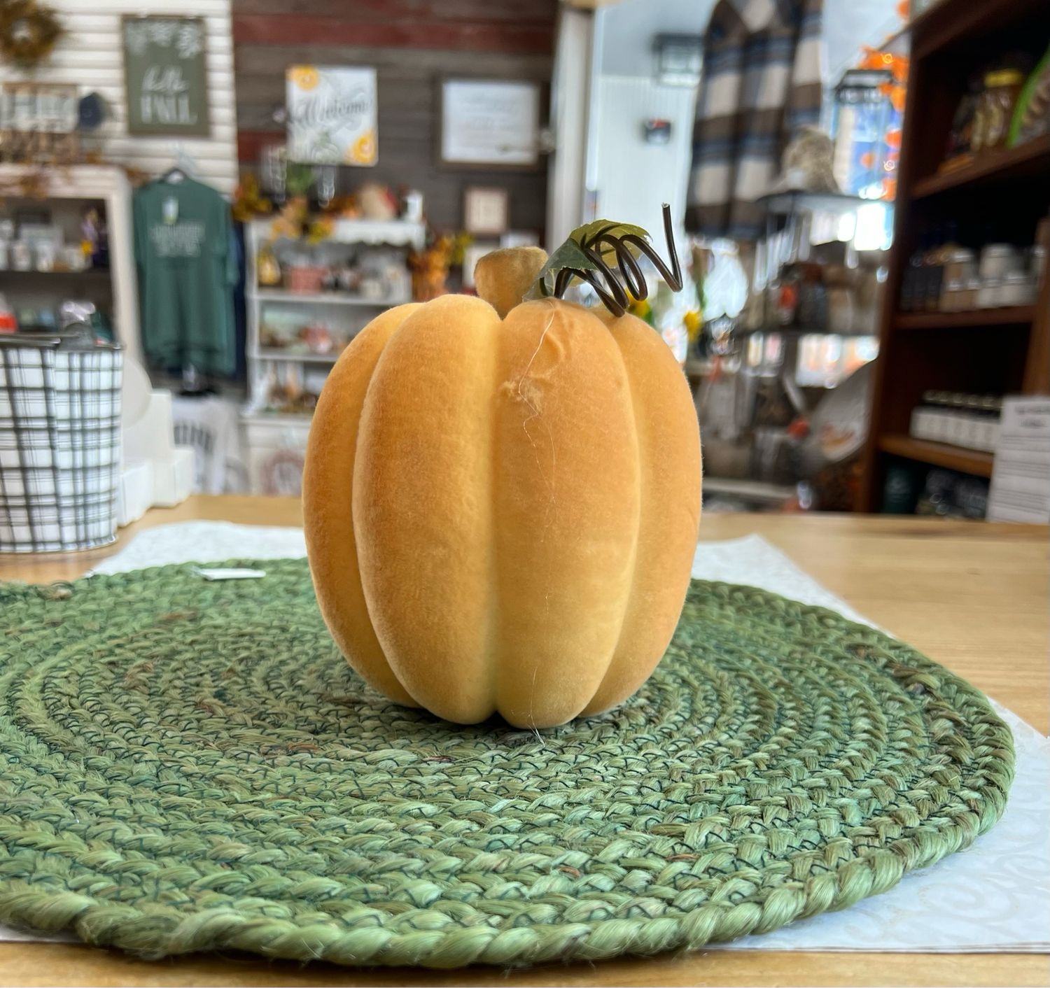 Tall Orange Flocked Pumpkin Tall Orange Flocked Pumpkin