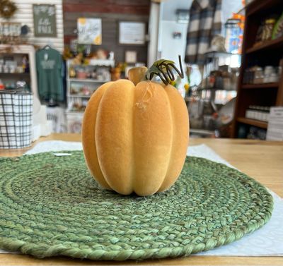 Tall Orange Flocked Pumpkin
