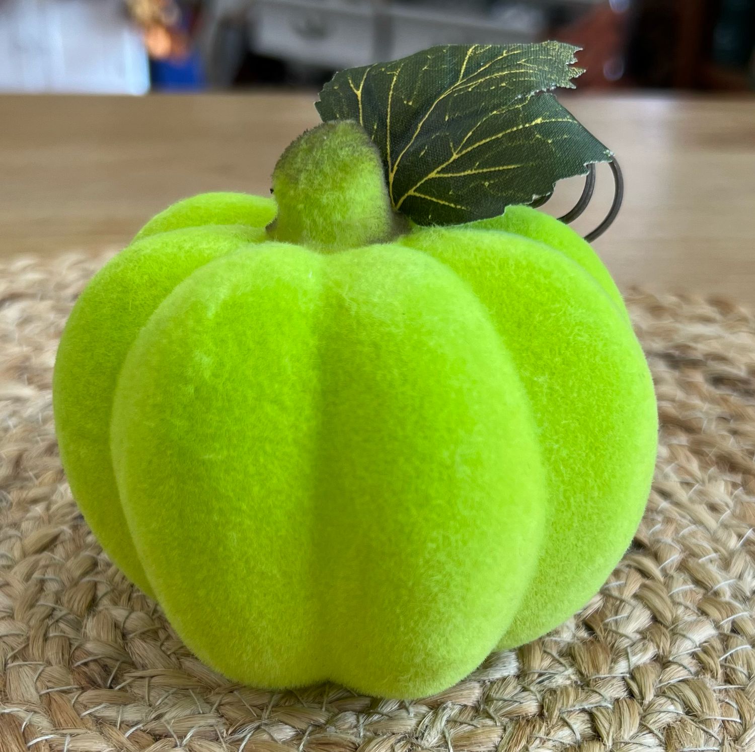 Flocked Neon Green Pumpkin Flocked Neon Green Pumpkin