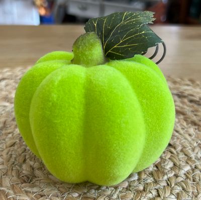 Flocked Neon Green Pumpkin