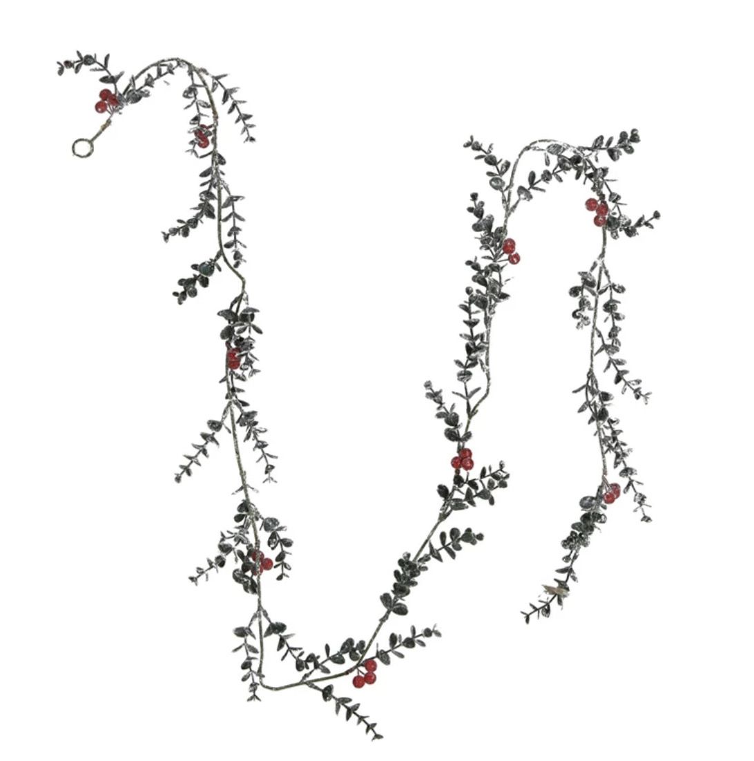 76&quot; Frosted Boxwood &amp; Berries Garland