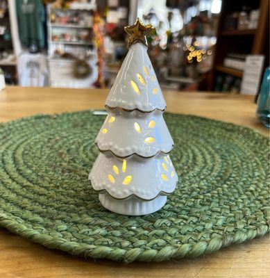 6&quot; Led Stoneware Cutout Tree