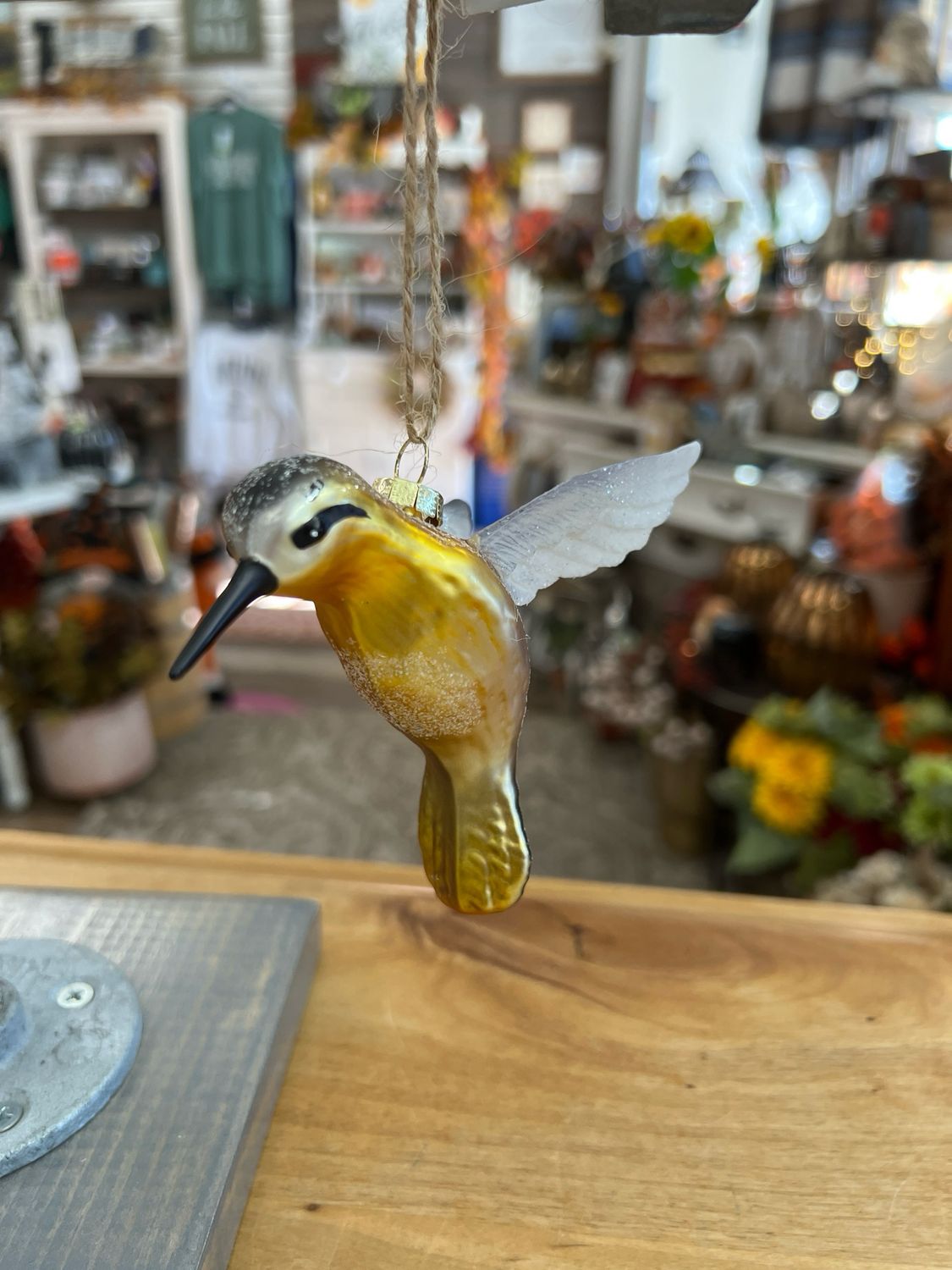 Handpainted Glass Hummingbird Ornament