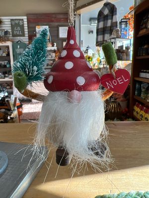 Wood Mushroom Hat Gnome Ornament Wood Mushroom Hat Gnome Ornament
