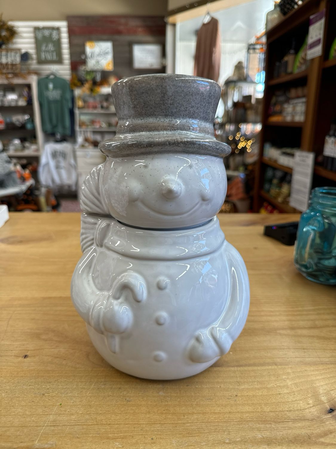 Stoneware Snowman Cookie Jar Stoneware Snowman Cookie Jar